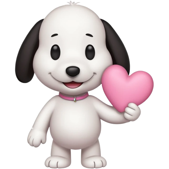 snoopy con un corazón rosita entre los brazos  emoji