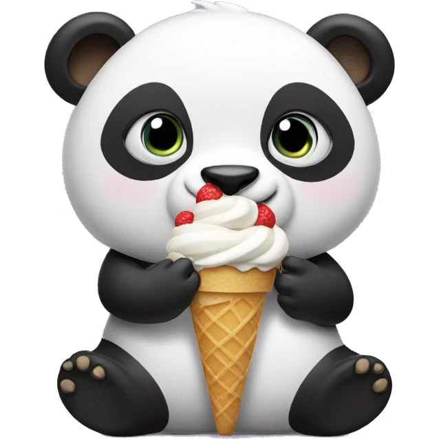 Panda eating ice cream emoji