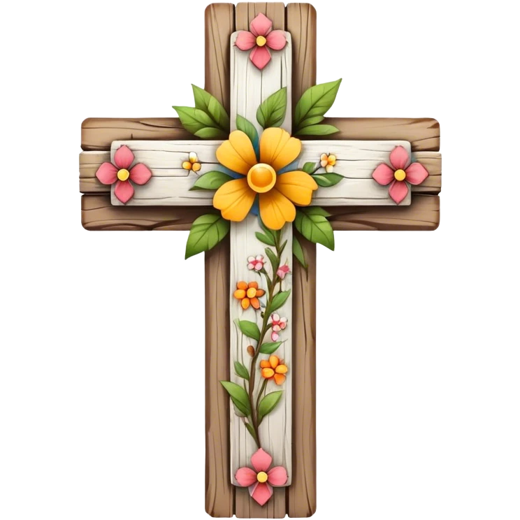 white cross with flora emoji