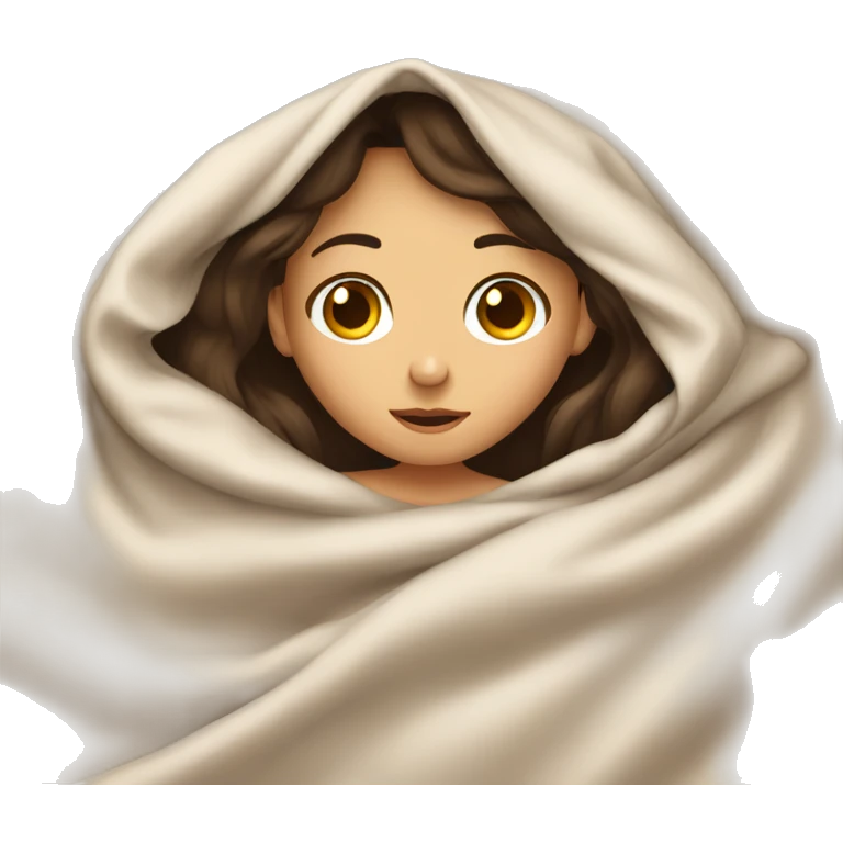 brunette cute girl under the blanket  emoji