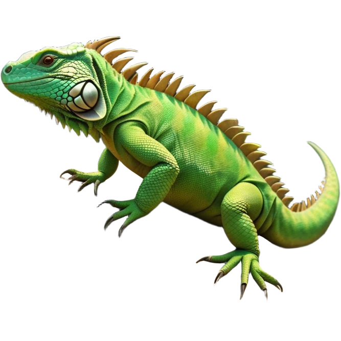 cinematic-iguana-realistic-full-body-basking-emoji,-long-scaly-body-stretched-out-on-a-sunlit-rock,-spiny-ridge-running-down-its-back,-textured-green-and-brown-skin-dappled-with-light,-sharp-intelligent-eyes-studying-the-surroundings,-long-tail-draped-over-the-stone,-simplified-yet-realistic-focused-features,-highly-detailed,-glowing-with-a-warm-tropical-glow

 emoji