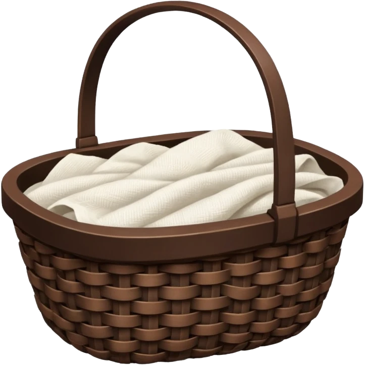 A woven dark Brown basket with fresh washed linen emoji
