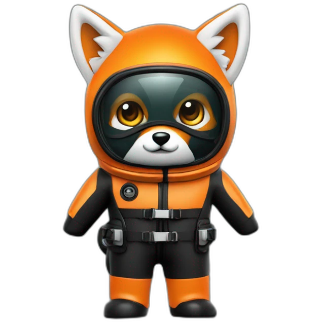 fox in black rubber shiny diving suit emoji