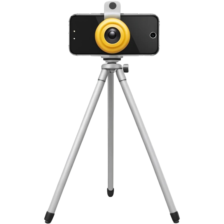 3D Apple-style emoji of a white tripod holding an iPhone 16 Pro,
rear view, visible camera lenses,
clean white background, smooth rounded design emoji