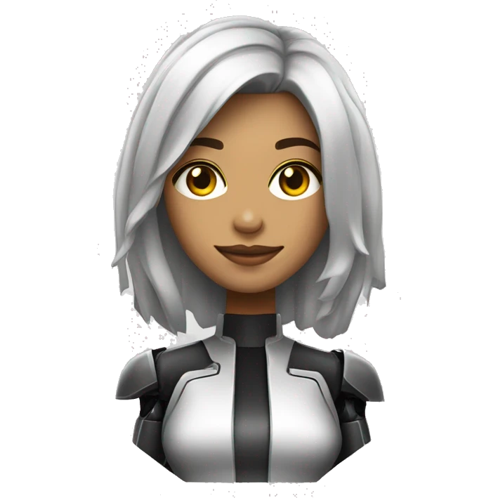 mulher branca com cabelo preto com mecha loira emoji