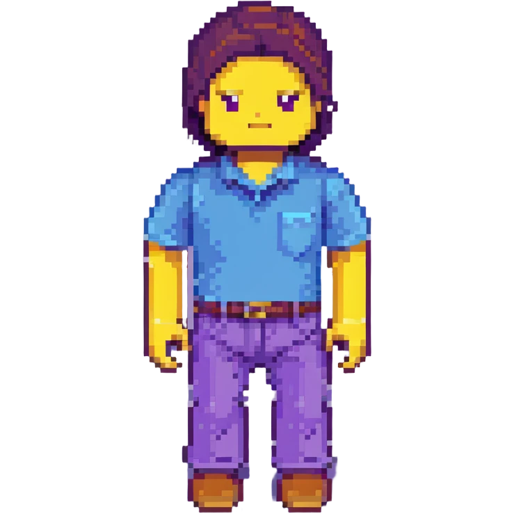 Steve from Minecraft, blocky character with blue shirt and purple pants emoji