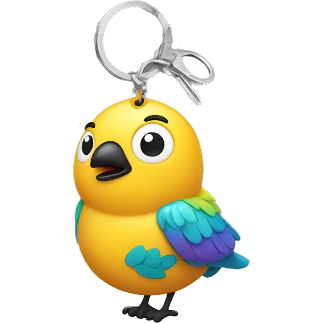 an expensive keychain with a happy bird imprint on it  emoji