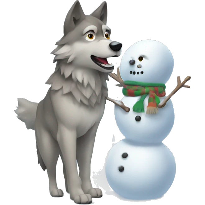 wolf making a snowman emoji