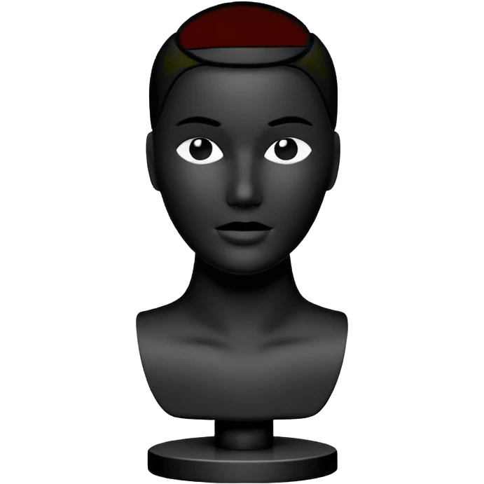 Minimalistic flat vector icon, iOS style, thin black contour on white background. Matte black mannequin in front of in 3D monochrome style. emoji