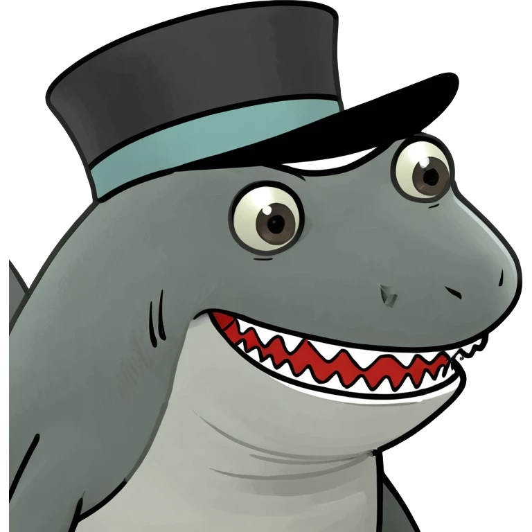 Shark with a top hat emoji
