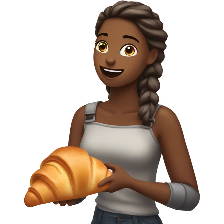 girl eating croissant emoji