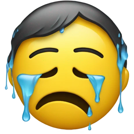 yellow emoji face crying with mascara running down face emoji
