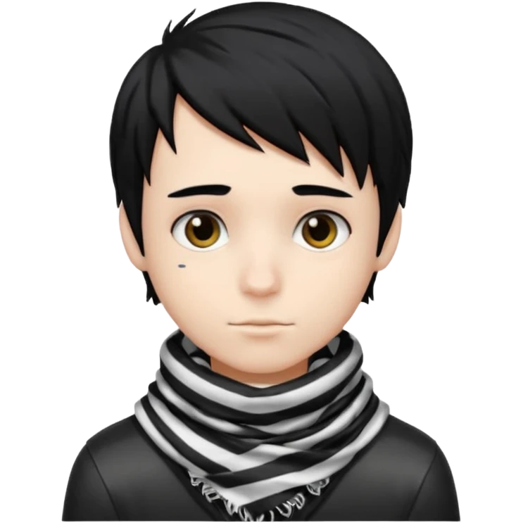 emo boy with black and white striped scarf with black hair

 emoji