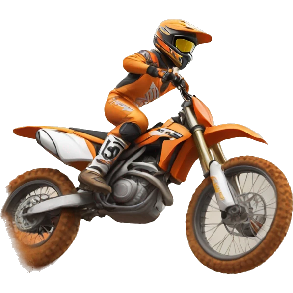 Motocross man on orange dirt bike  emoji