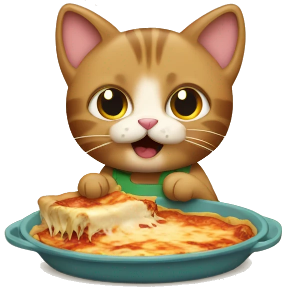 A cat with eating lasagna emoji