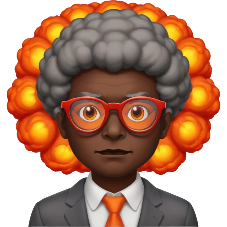 Демон в очках, позади него "ядерный гриб" emoji