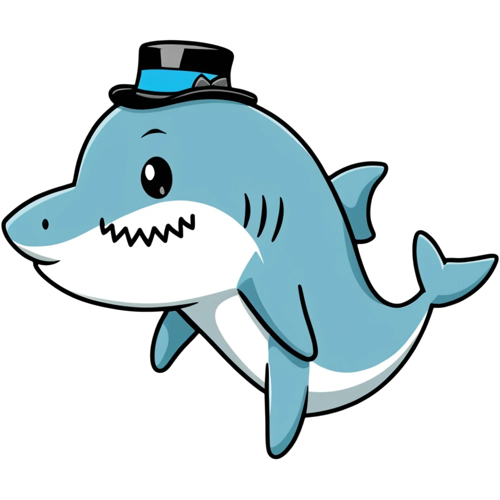 Shark with a top hat emoji