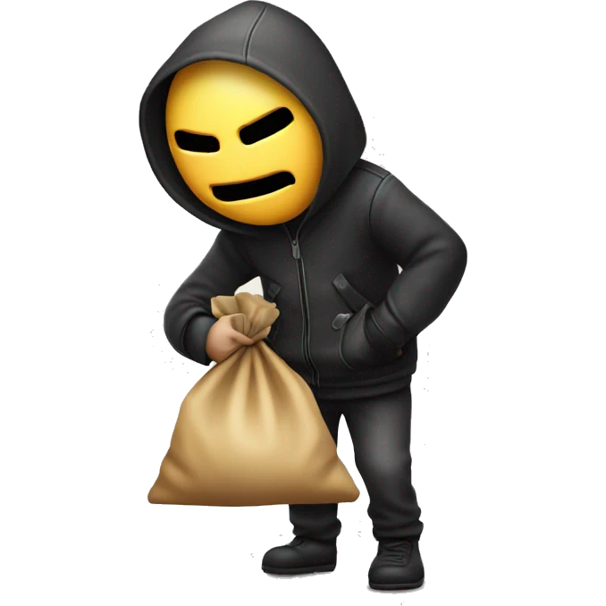 Thief stealing money bag with the words Top Tier stitched in it emoji