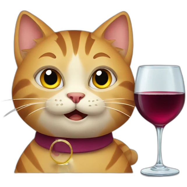 cat with a glas of wine emoji