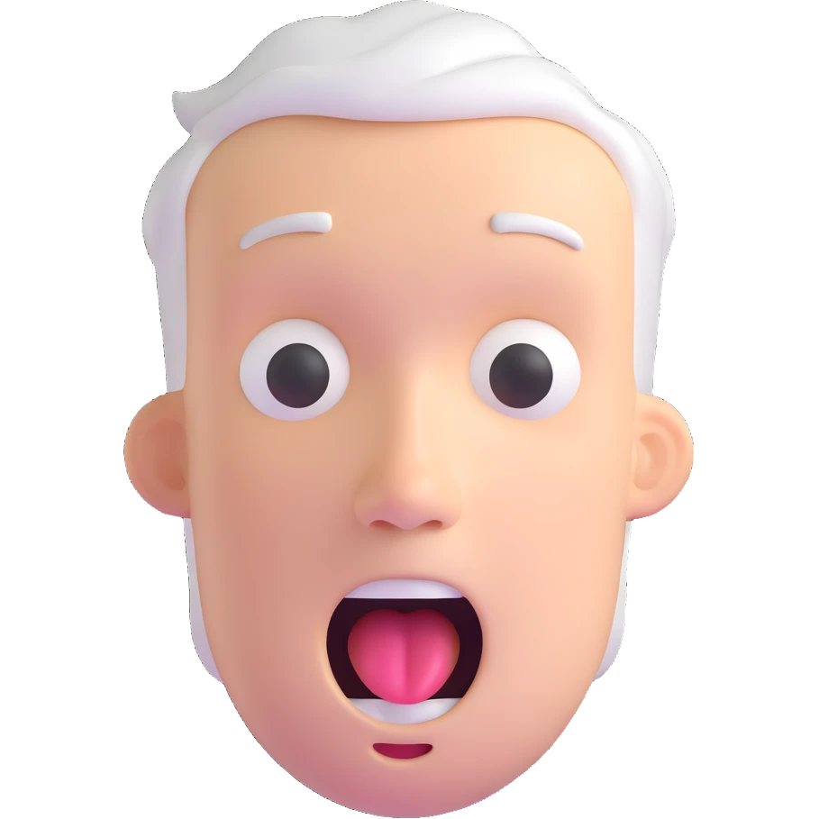 white man character with open mouth, expressive, as if loudly saying emoji