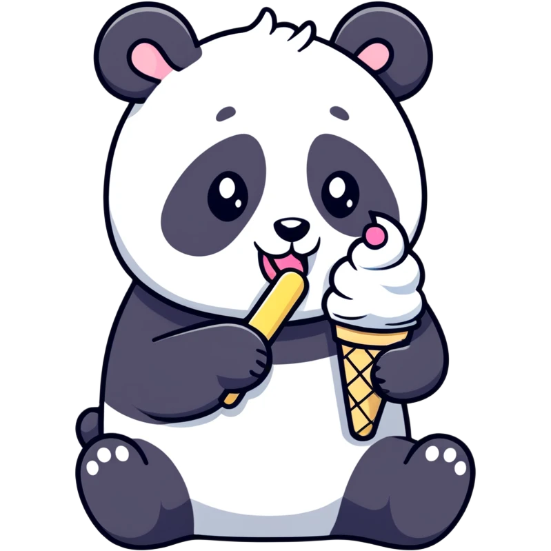 Panda eating ice cream emoji
