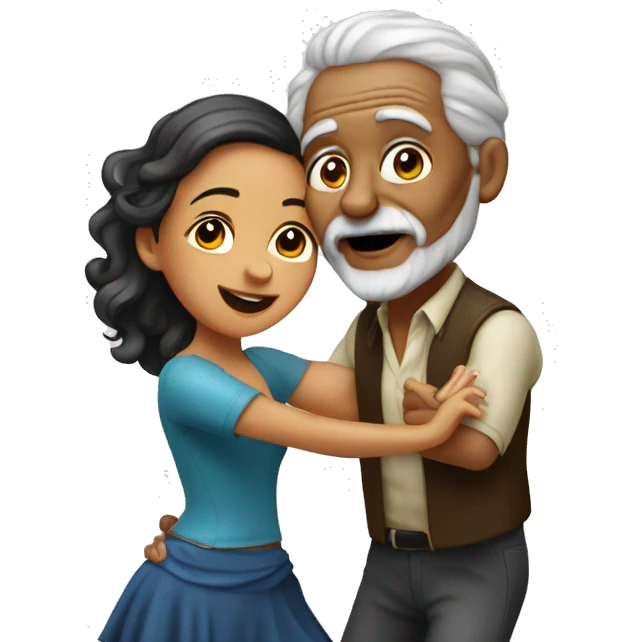 Bachata dance of old man with girl emoji