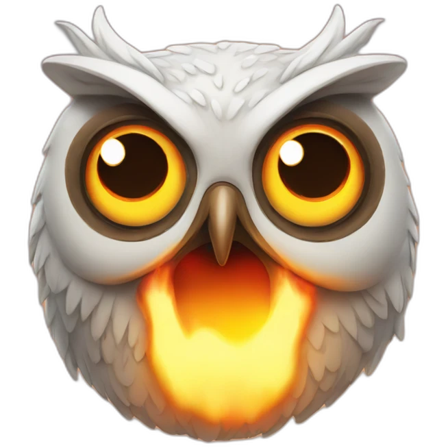 a goofy owl on fire emoji