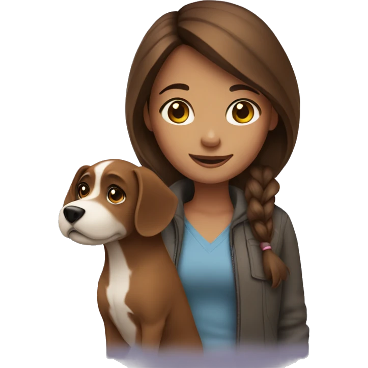 Brown hair girl with a dog emoji