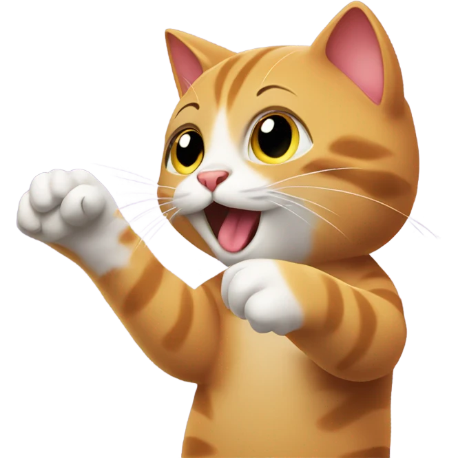 Cat scratching with a treat emoji