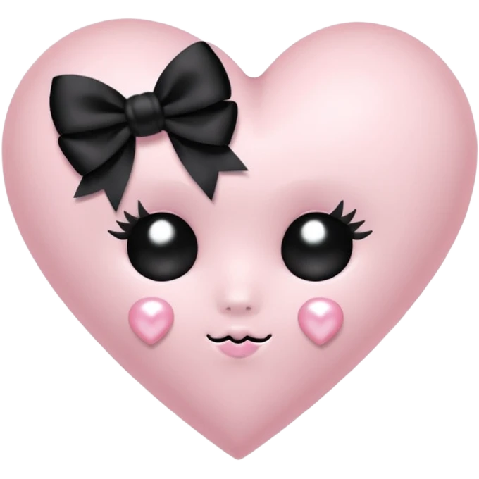 pastel goth heart with black bows and pearls, soft pink and black, cute gothic style, remove background emoji