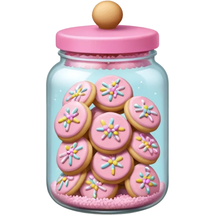 pastel pink christmas cookies in jar with pink lid  emoji