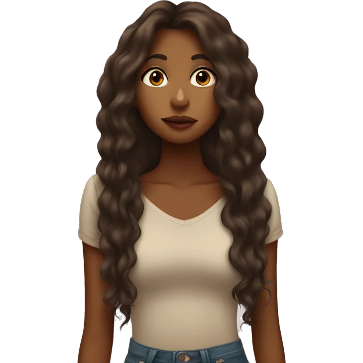 Brown girl with long big hair doing a kiss  emoji