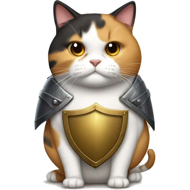 Fat calico cat with a shield  emoji