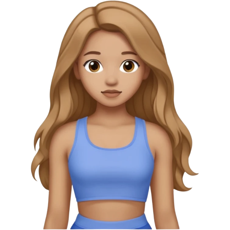 GloomyKassie with long light brown hair, periwinkle crop top emoji