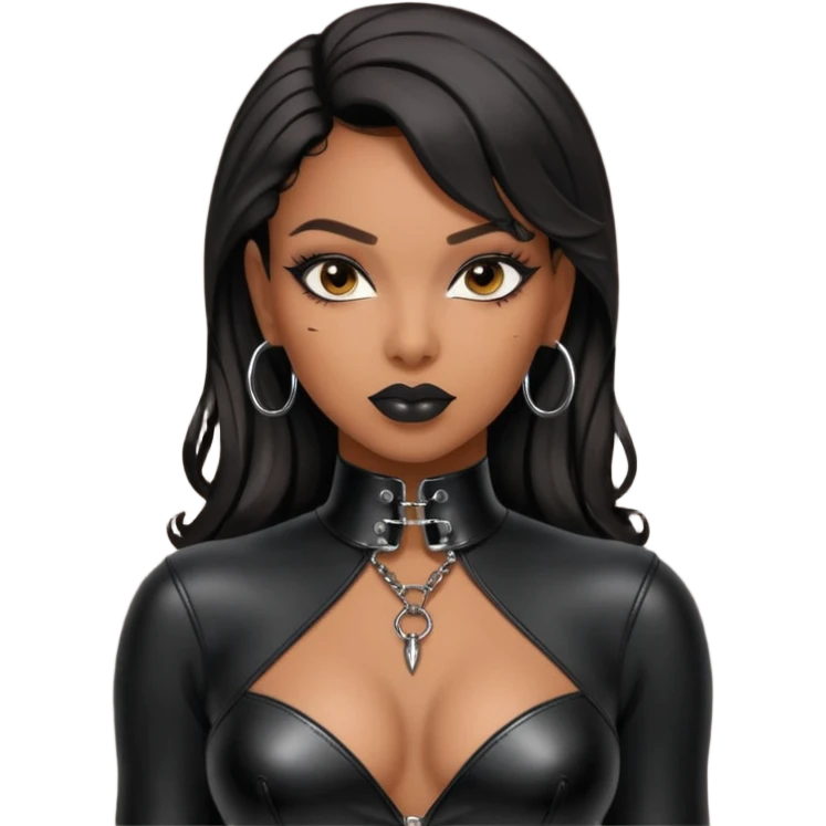 Moi déesse Ladynamit dominatrice cuire et latex noir sexy black métisse emoji