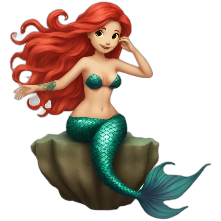 mermaid-red-long-hair-halloween-tatoo emoji