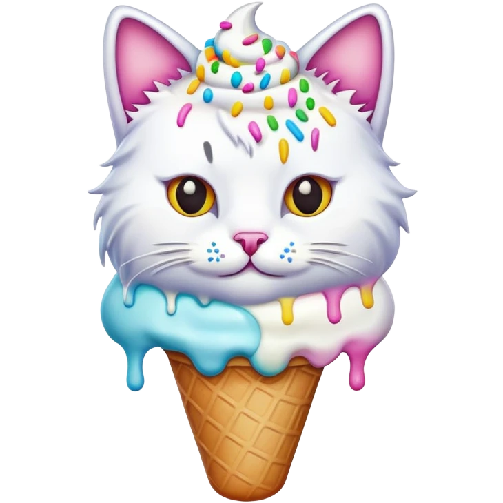 Ice cream on a cat emoji
