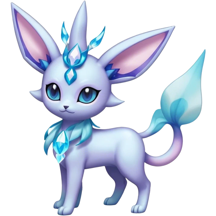 Shiny Cool Sparkly Cute Ethereal Espeon-Glaceon-Sylveon-Vaporeon-Fakemon-hybrid-fusion- full body emoji