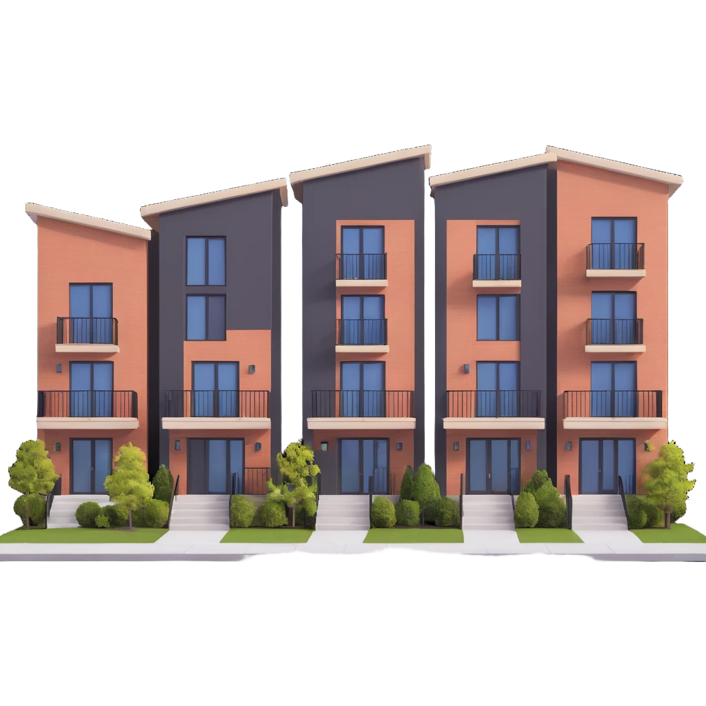 row of modern townhomes with balconies emoji