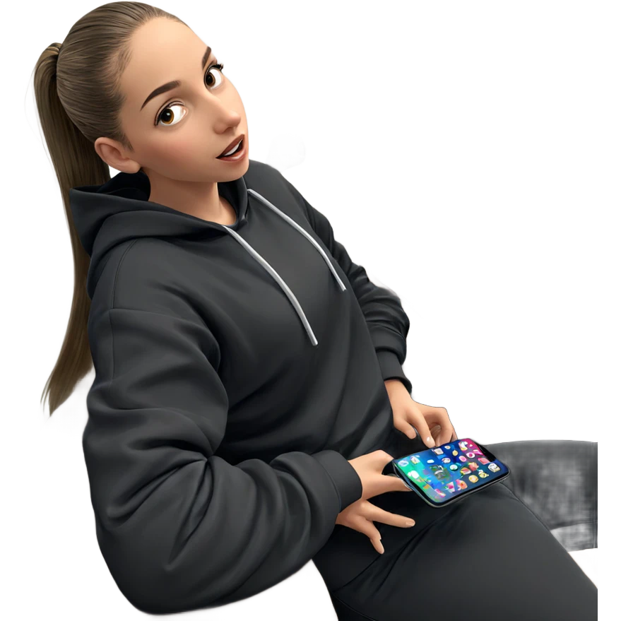 girl sitting with phone indoors emoji