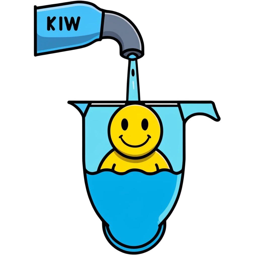 smiley face with water being poured down its throat emoji