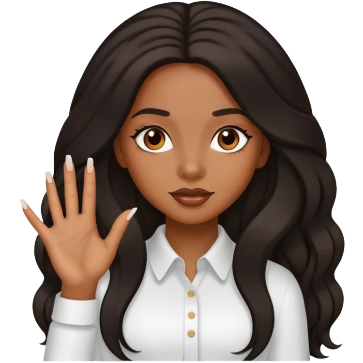 Black girl with long hair and nils emoji
