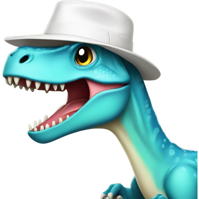 Dinosaur with a white hat emoji