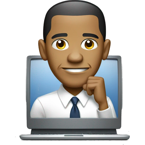 Obama with computer screen emoji