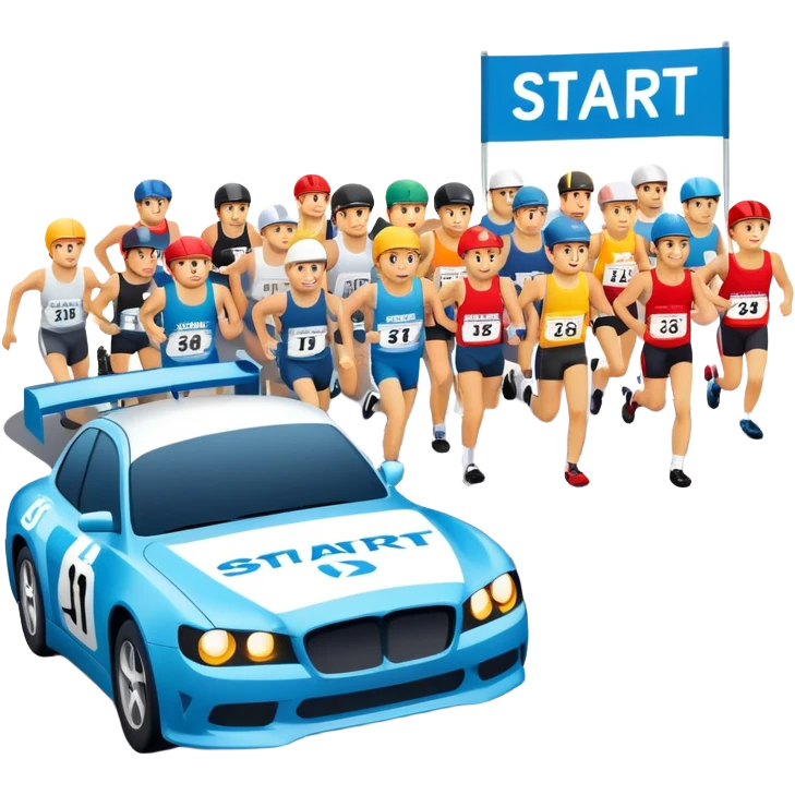 start line at race with banner saying start emoji