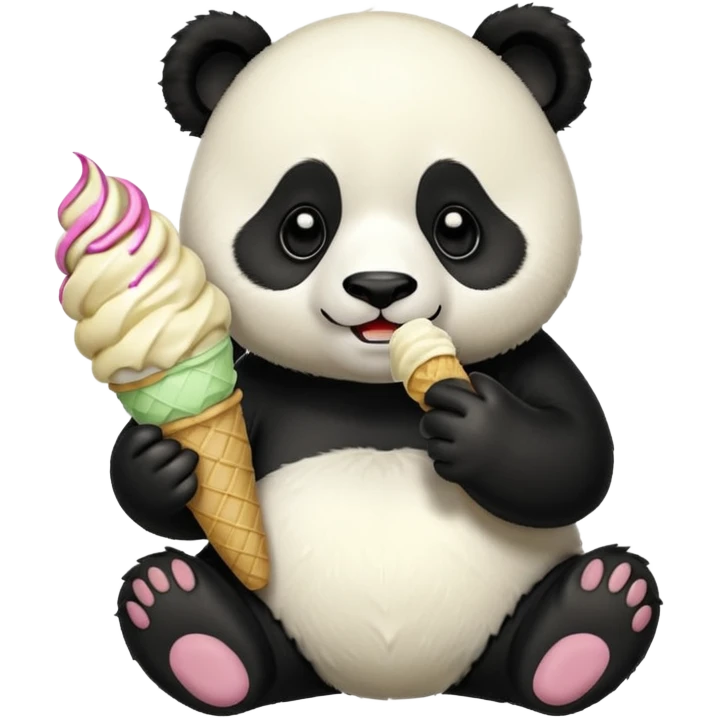 Panda eating ice cream emoji