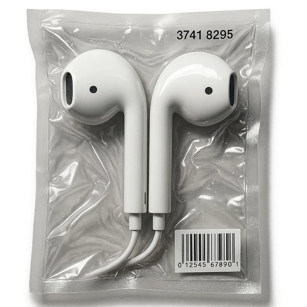 white EarPods headphones, glossy and puffy emoji