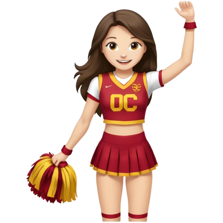 full body skinny white happy long haired brunette girl USC cheerleader emoji