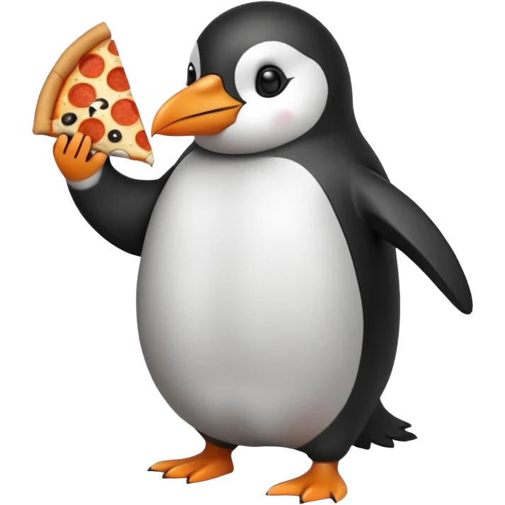 Pizza yiyen penguen emoji