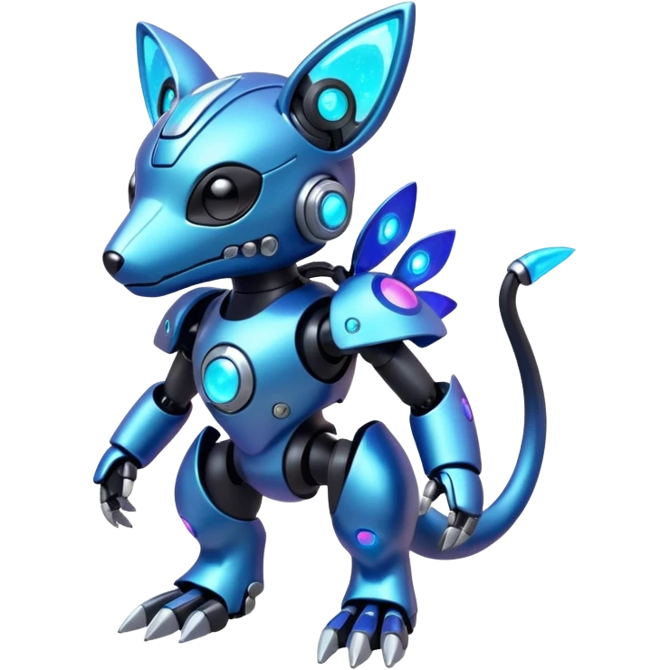 Mechanical Nebulae Cute Adorable Colorful Shiny Iridescent Futuristic Modern Cybernetic Protogen-Fakémon-Pokémon-creature-fusion (full body) emoji